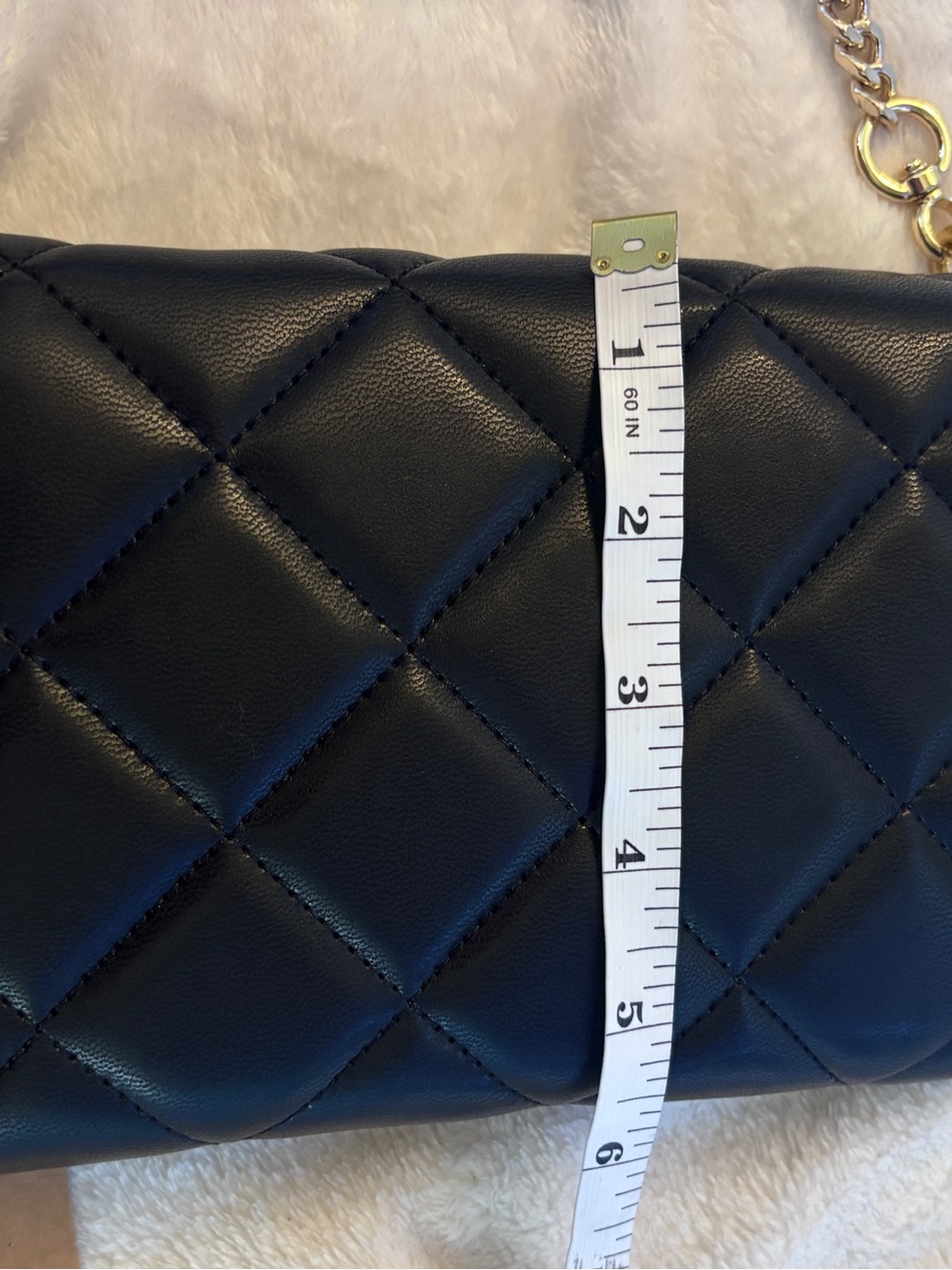 Steve Madden BCarina Quilted Crossbody Wallet on Chain NWT Black Gold - Picture 7 of 9